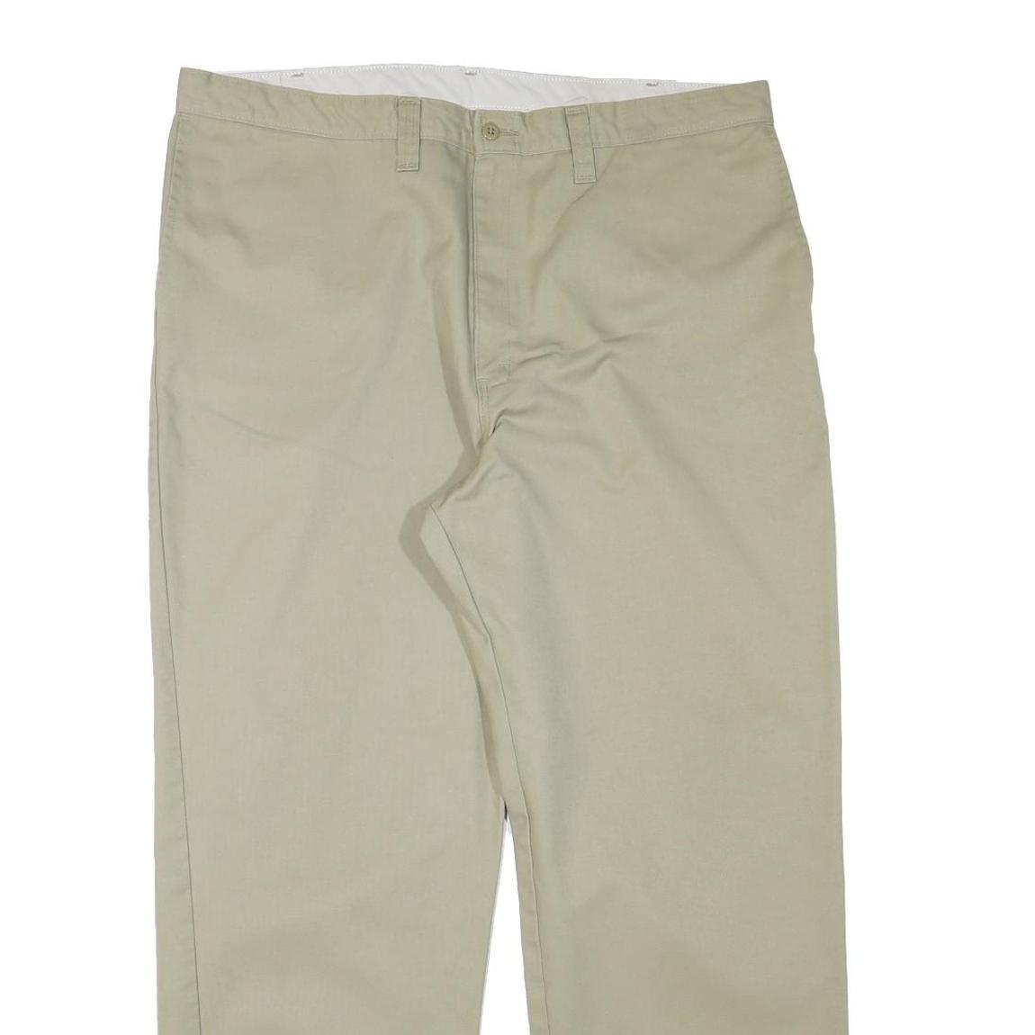 DICKIES Mens Cotton Blend Beige Regular Fit Straight Leg Trousers W40 L30