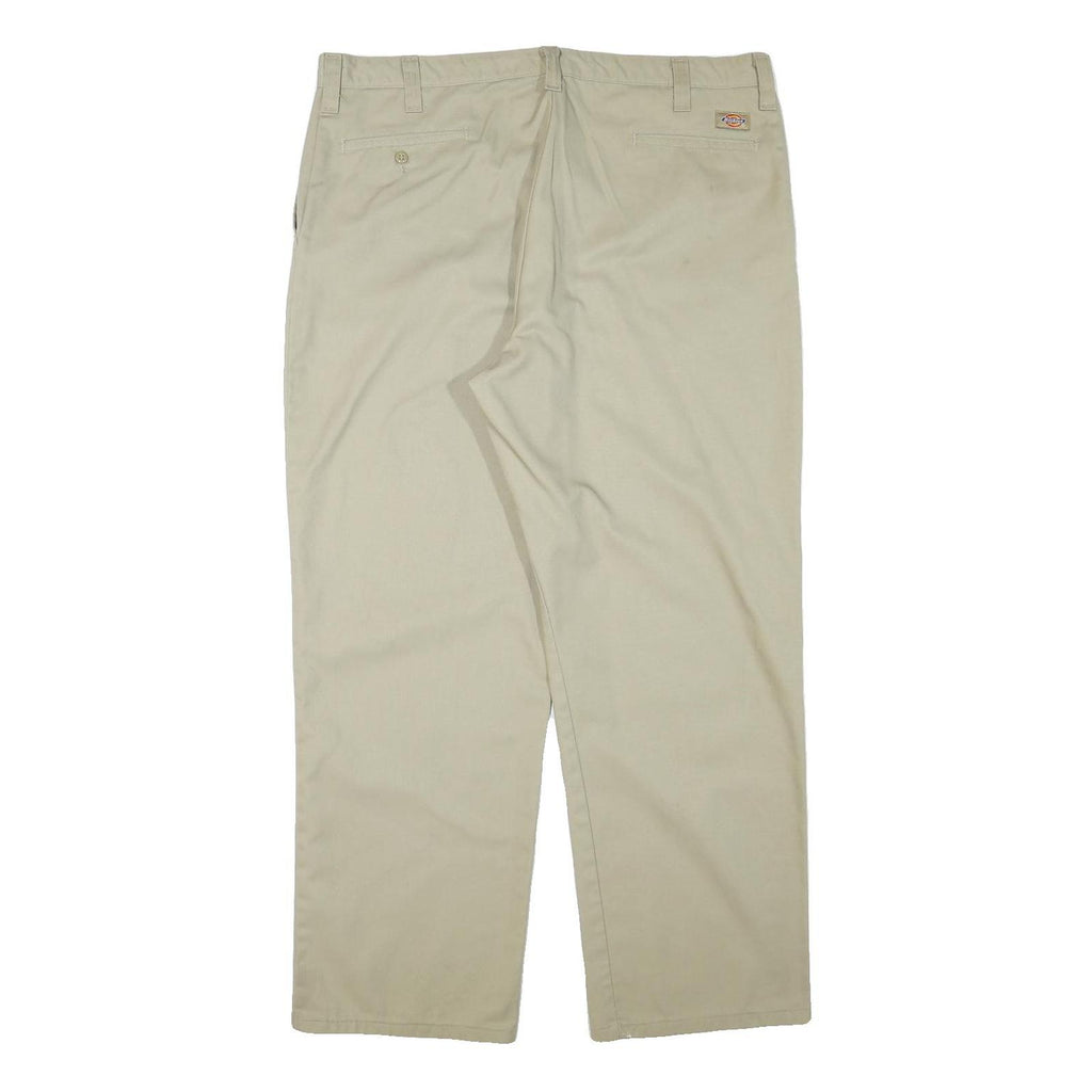 DICKIES Mens Cotton Blend Beige Regular Fit Straight Leg Trousers W40 L30