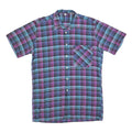 Mens Blue & Purple Check Cotton Shirt M Short Sleeve Button Pocket Casual