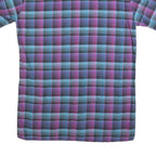 Mens Blue & Purple Check Cotton Shirt M Short Sleeve Button Pocket Casual
