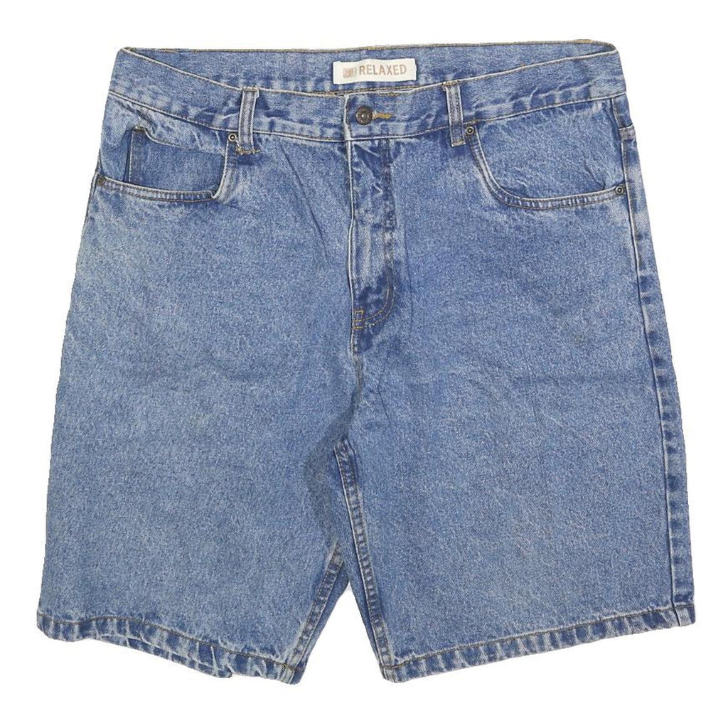 FADED GLORY Mens Blue Denim Relaxed Fit Shorts L W36 Cotton Blend Casual Summer
