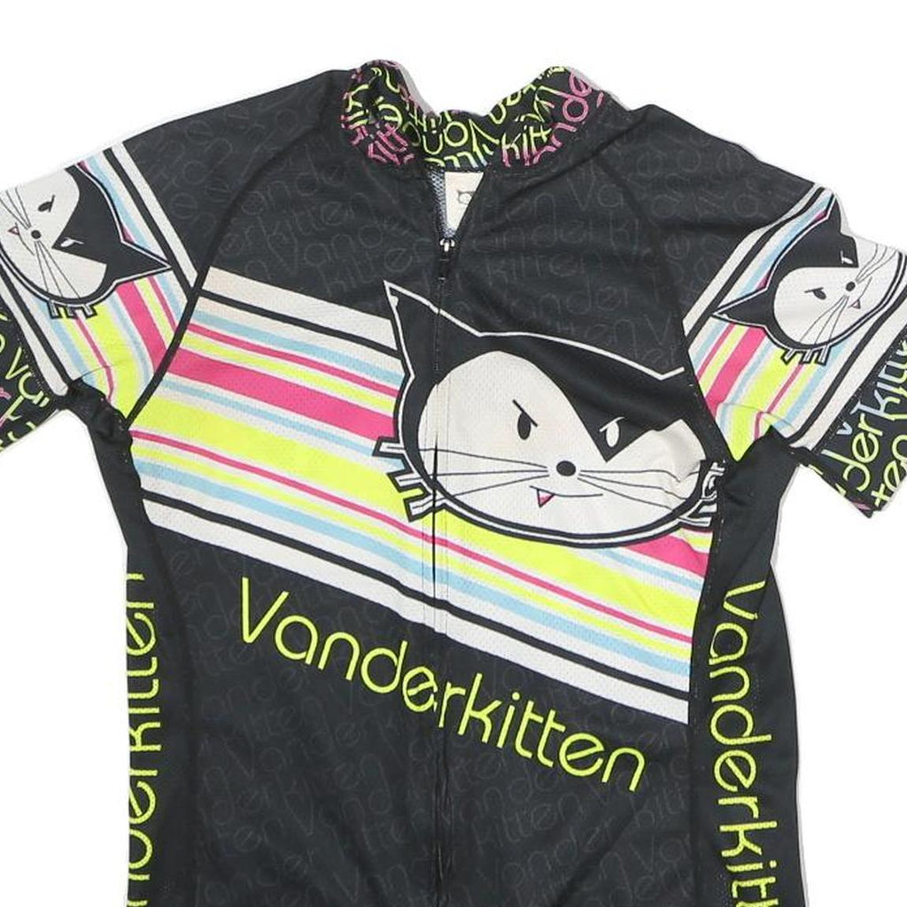 VARDER KITTEN Womens Black Polyester Graphic T-Shirt S Short Sleeve Crew Neck