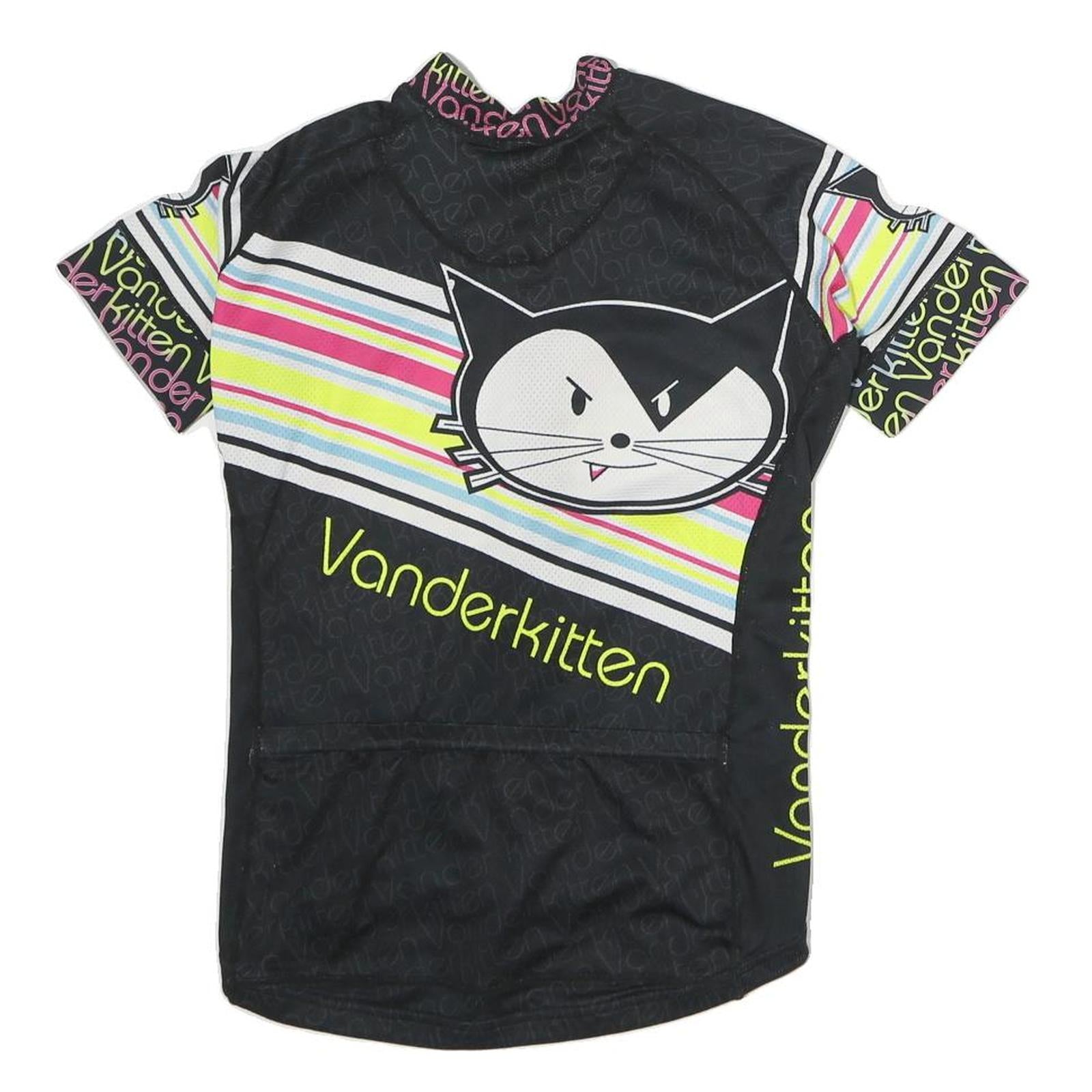 VARDER KITTEN Womens Black Polyester Graphic T-Shirt S Short Sleeve Crew Neck