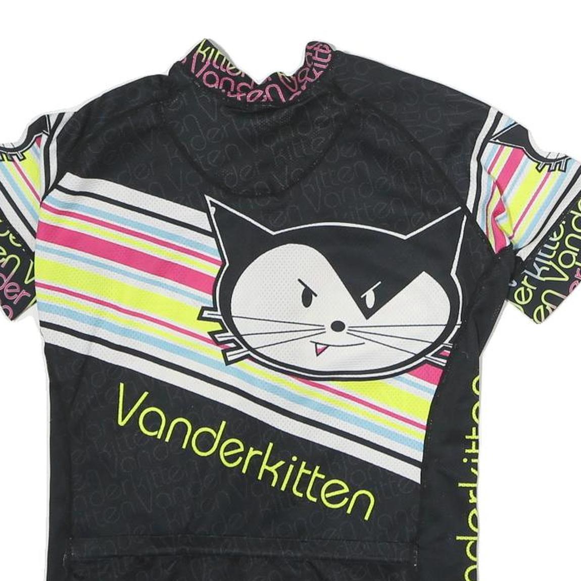 VARDER KITTEN Womens Black Polyester Graphic T-Shirt S Short Sleeve Crew Neck