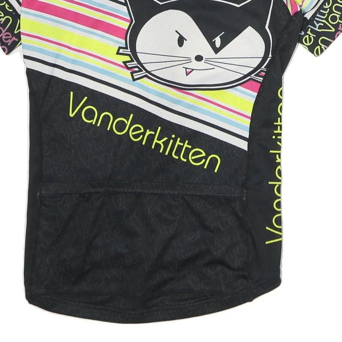 VARDER KITTEN Womens Black Polyester Graphic T-Shirt S Short Sleeve Crew Neck