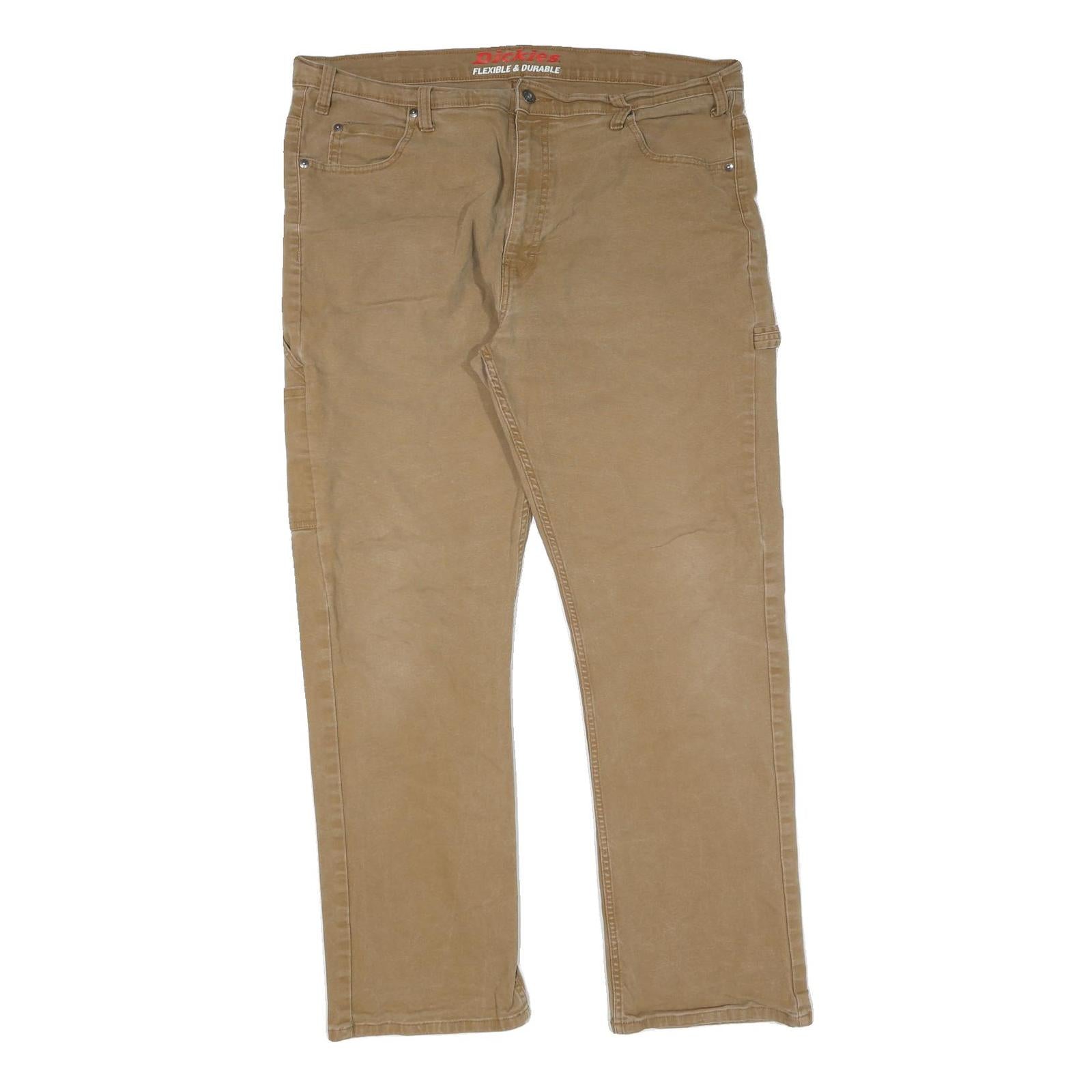 DICKIES Mens Beige Regular Fit Straight Denim Jeans W40 L32 Durable Workwear