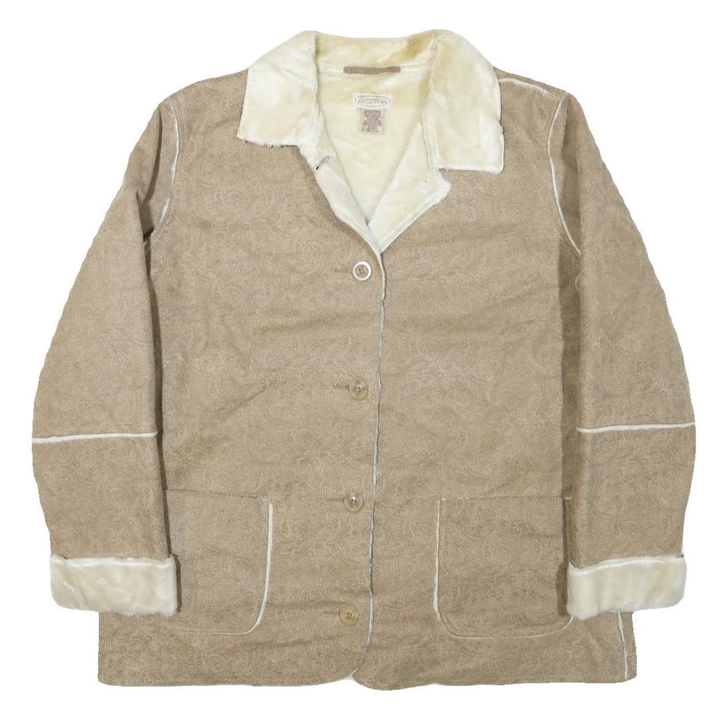 NORTHERN REFLECTIONS Womens Beige Paisley Button Jacket XL Polyester Blend