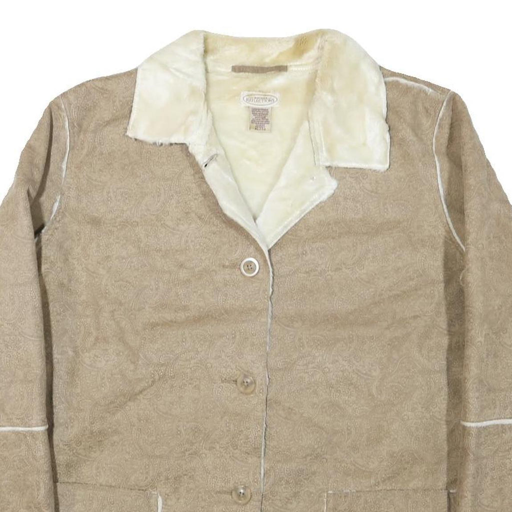 NORTHERN REFLECTIONS Womens Beige Paisley Button Jacket XL Polyester Blend