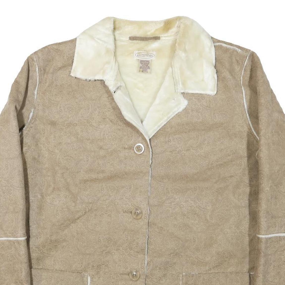 NORTHERN REFLECTIONS Womens Beige Paisley Button Jacket XL Polyester Blend