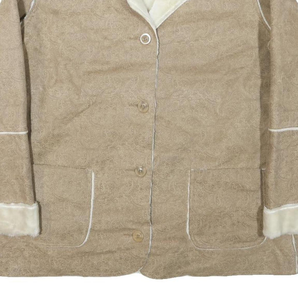 NORTHERN REFLECTIONS Womens Beige Paisley Button Jacket XL Polyester Blend