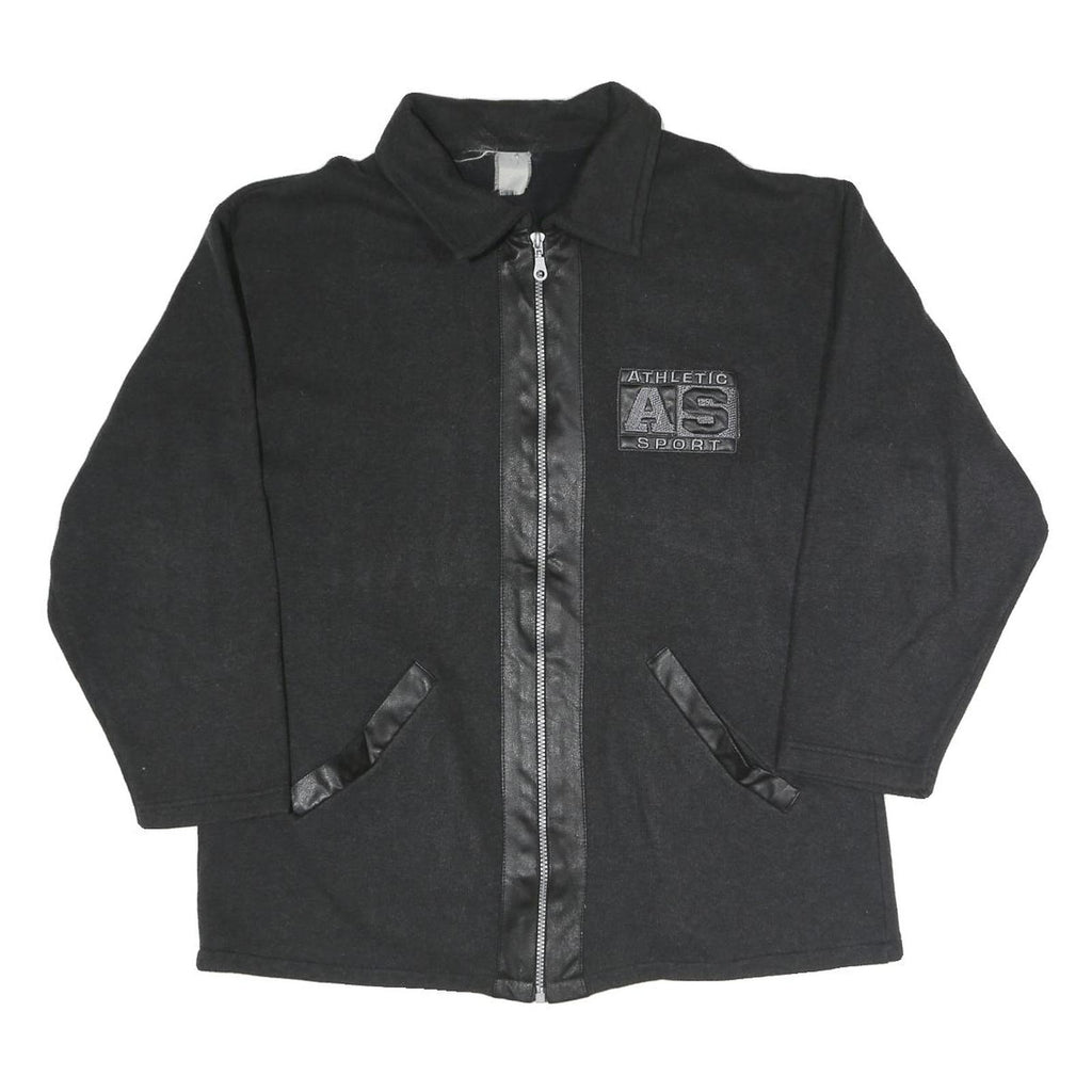 ATHLETIC SPORT Mens Black Outdoor Zip Jacket M Polyester Blend Woven Plain