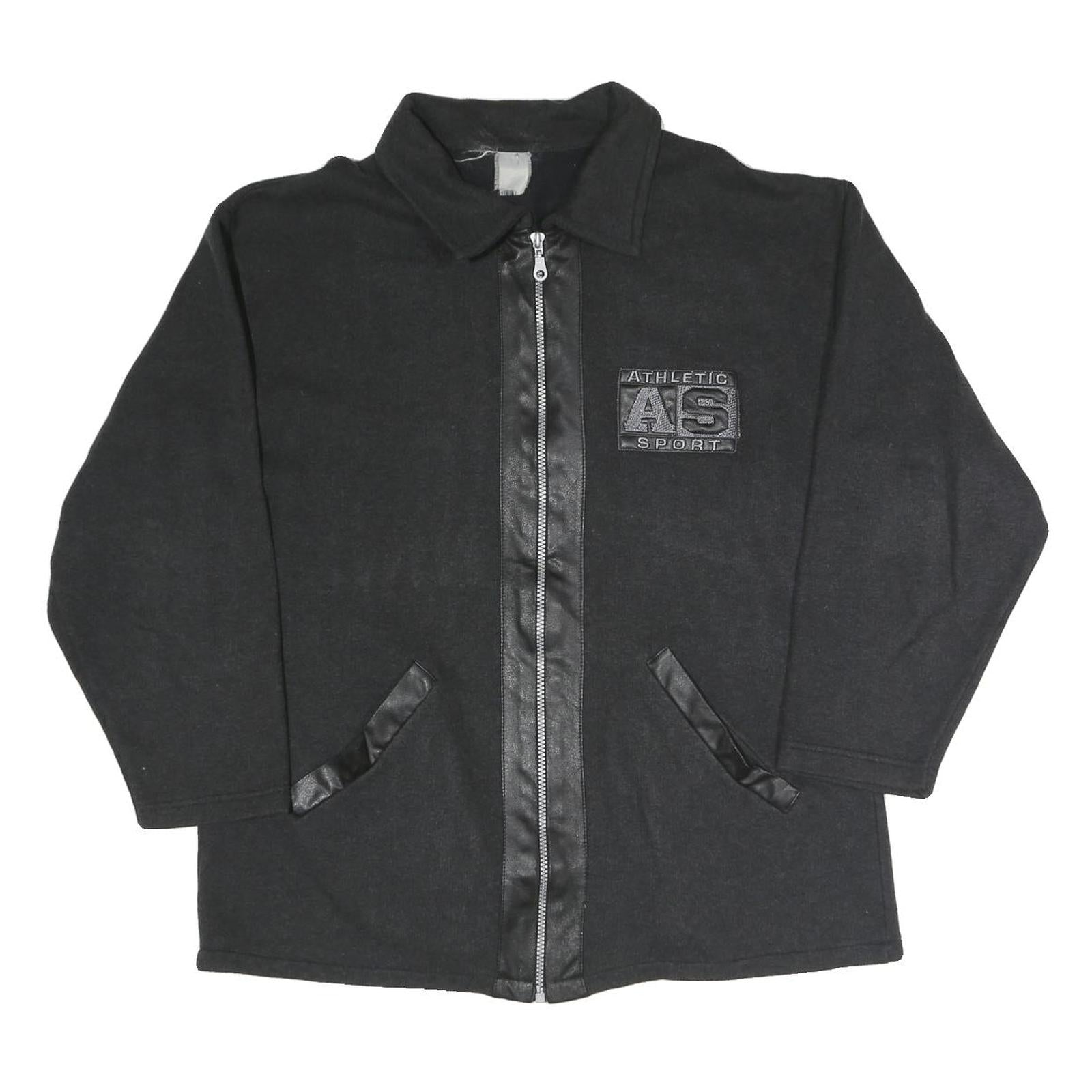 ATHLETIC SPORT Mens Black Outdoor Zip Jacket M Polyester Blend Woven Plain