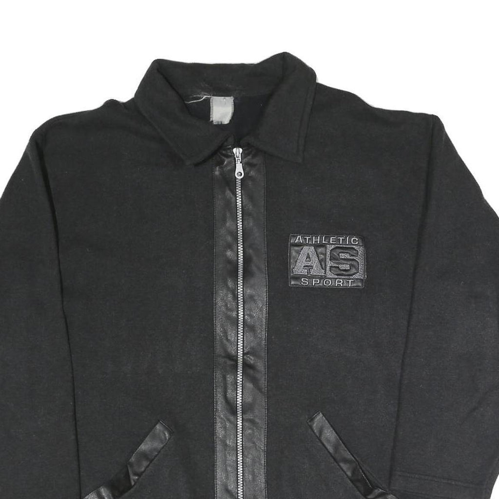ATHLETIC SPORT Mens Black Outdoor Zip Jacket M Polyester Blend Woven Plain