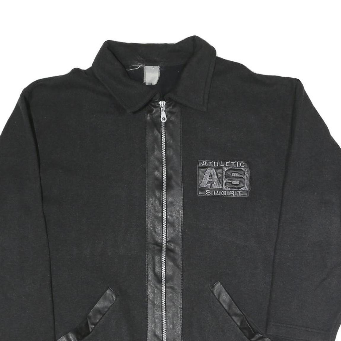 ATHLETIC SPORT Mens Black Outdoor Zip Jacket M Polyester Blend Woven Plain