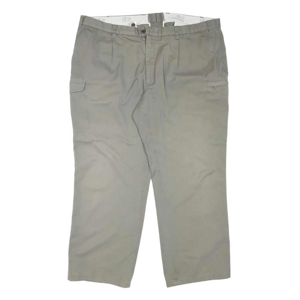 EDMONTE Mens Cotton Blend Beige Regular Fit Straight Leg Trousers W44 L30 Zip