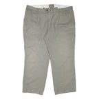 EDMONTE Mens Cotton Blend Beige Regular Fit Straight Leg Trousers W44 L30 Zip