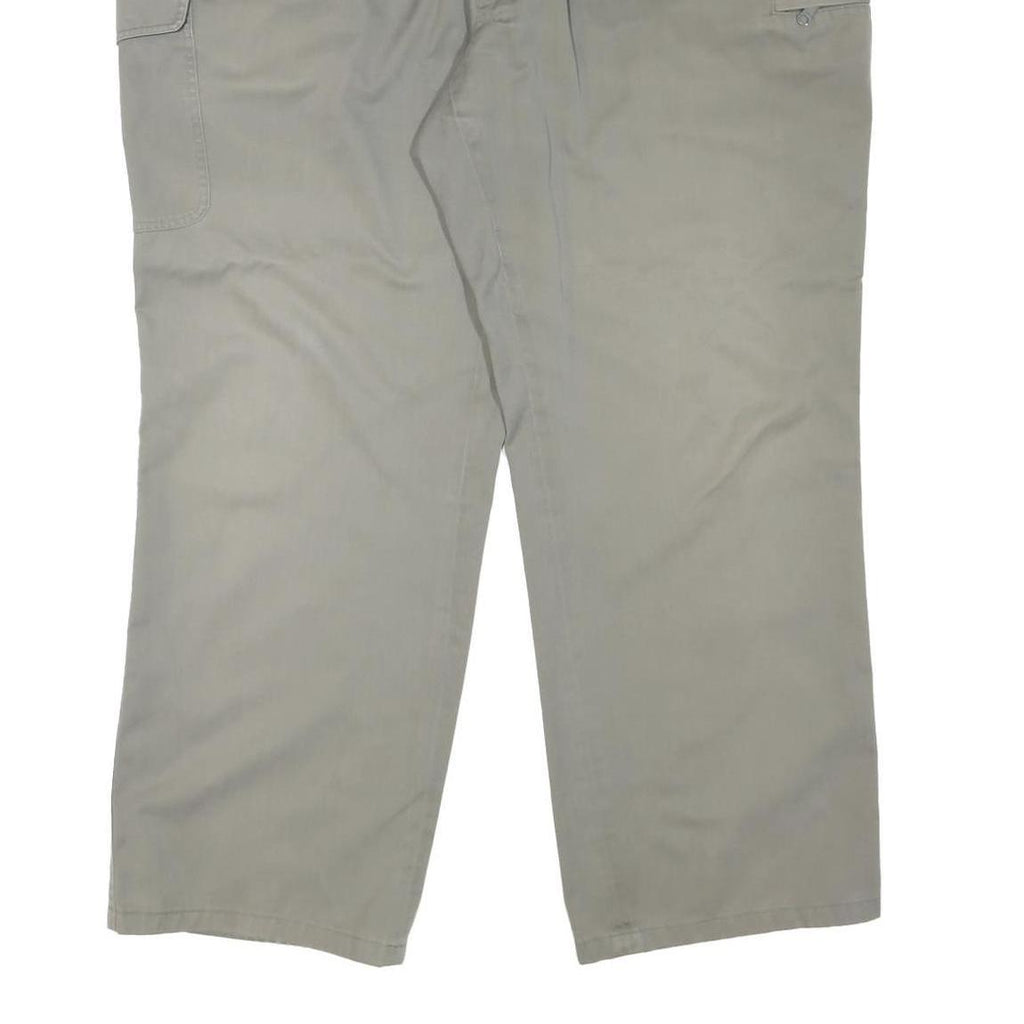 EDMONTE Mens Cotton Blend Beige Regular Fit Straight Leg Trousers W44 L30 Zip