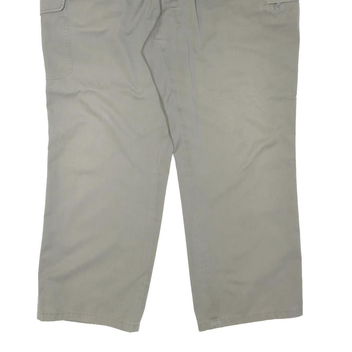 EDMONTE Mens Cotton Blend Beige Regular Fit Straight Leg Trousers W44 L30 Zip