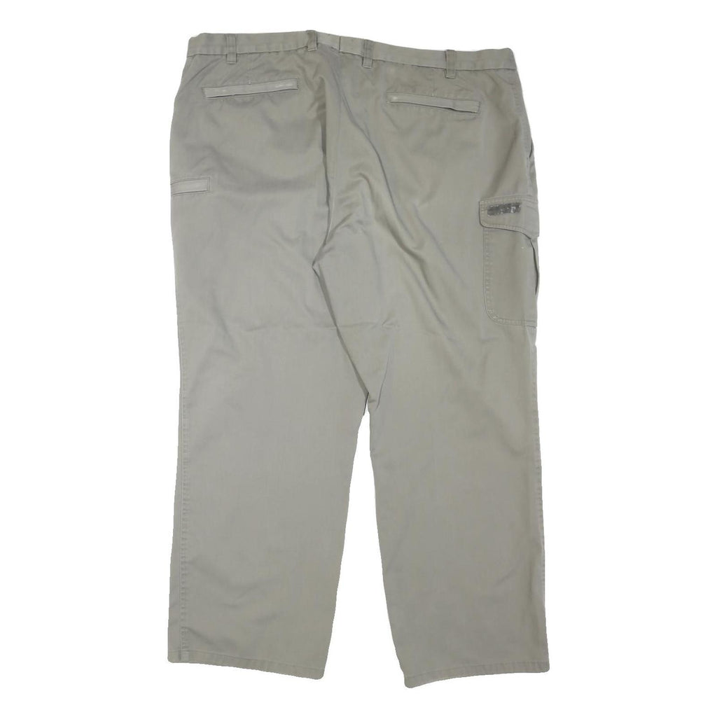 EDMONTE Mens Cotton Blend Beige Regular Fit Straight Leg Trousers W44 L30 Zip