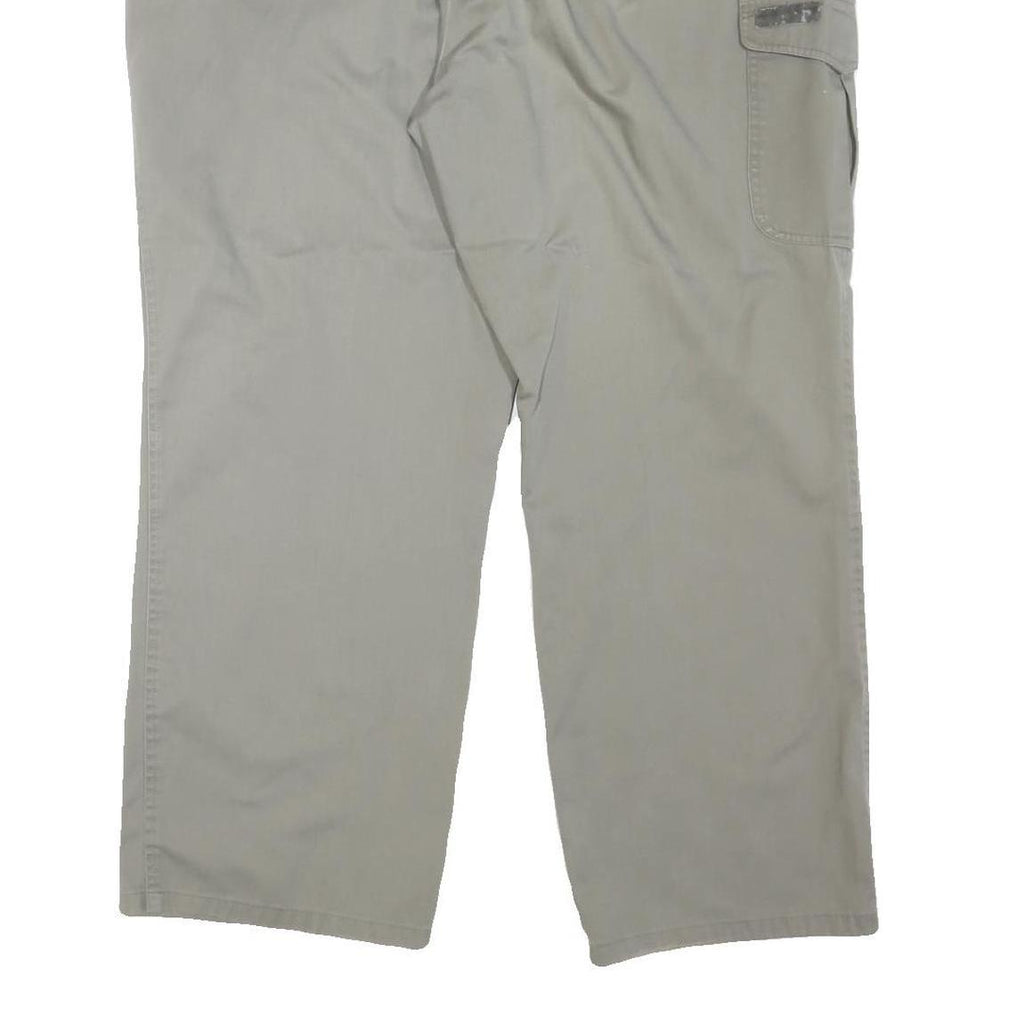 EDMONTE Mens Cotton Blend Beige Regular Fit Straight Leg Trousers W44 L30 Zip