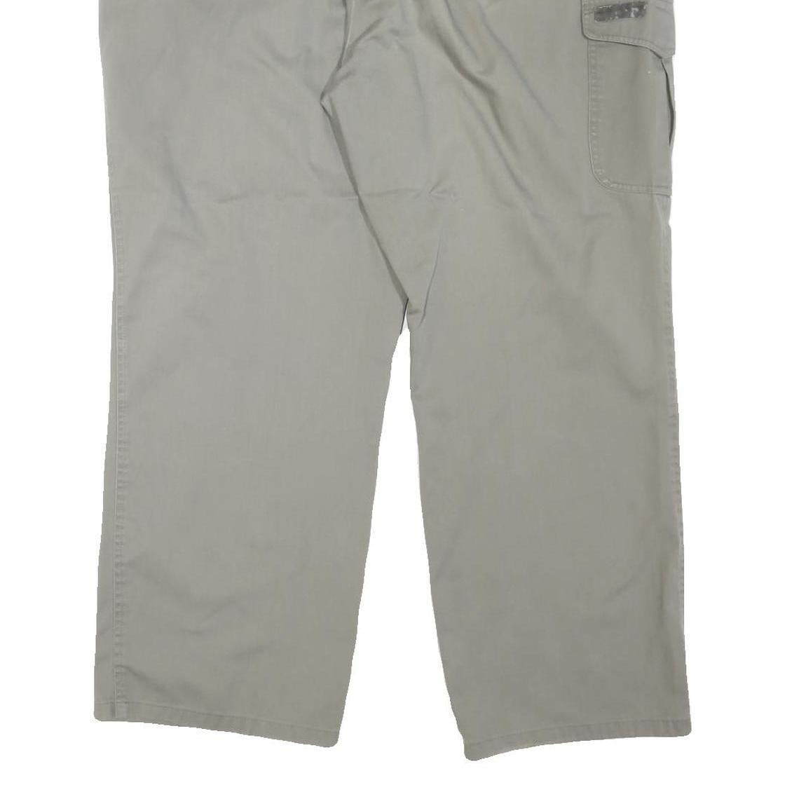 EDMONTE Mens Cotton Blend Beige Regular Fit Straight Leg Trousers W44 L30 Zip