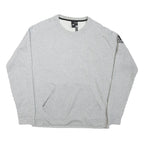 ADIDAS Mens Grey Cotton Blend Crew Neck Sweatshirt M Logo Sleeve Pocket Casual