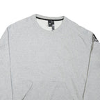 ADIDAS Mens Grey Cotton Blend Crew Neck Sweatshirt M Logo Sleeve Pocket Casual