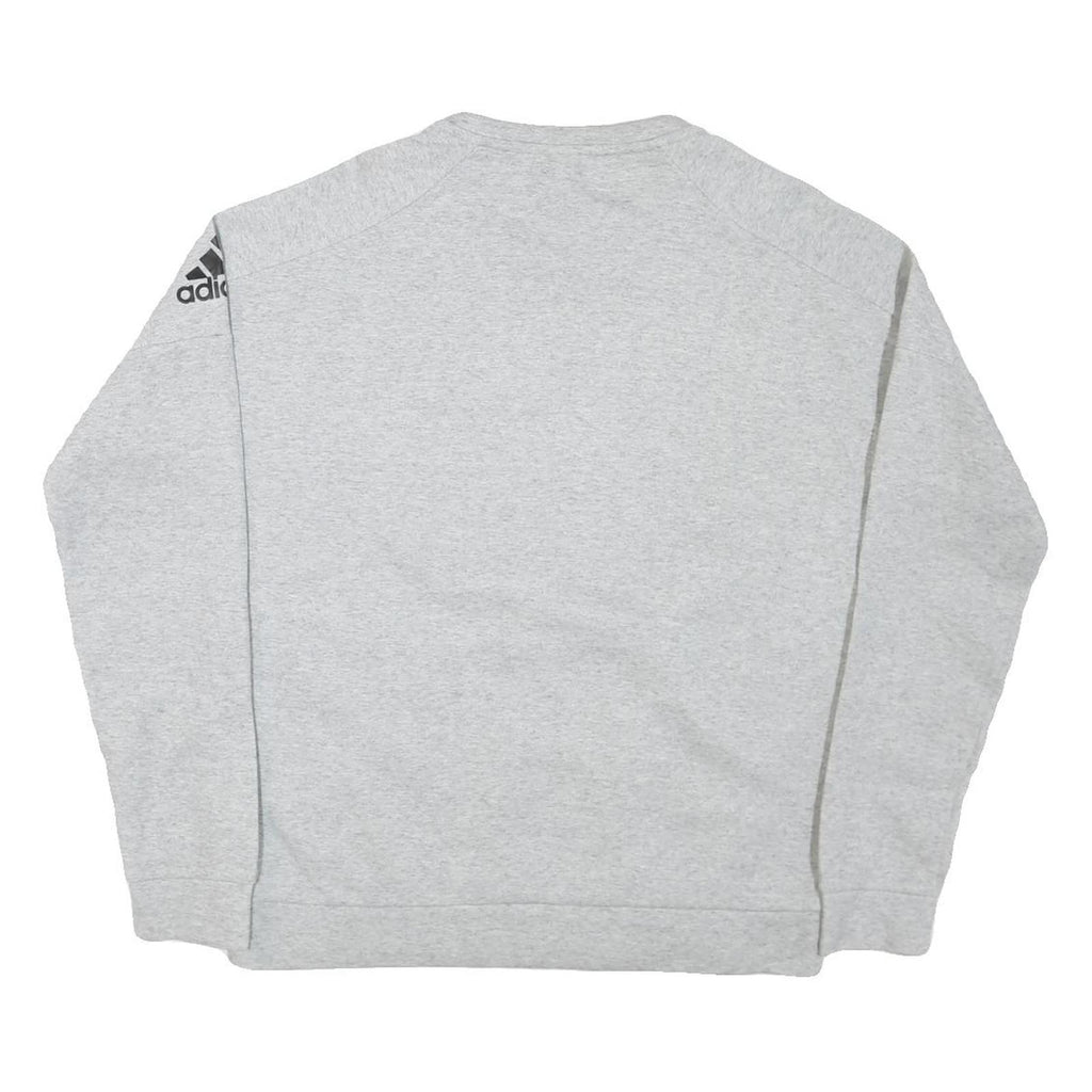 ADIDAS Mens Grey Cotton Blend Crew Neck Sweatshirt M Logo Sleeve Pocket Casual