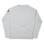 ADIDAS Mens Grey Cotton Blend Crew Neck Sweatshirt M Logo Sleeve Pocket Casual