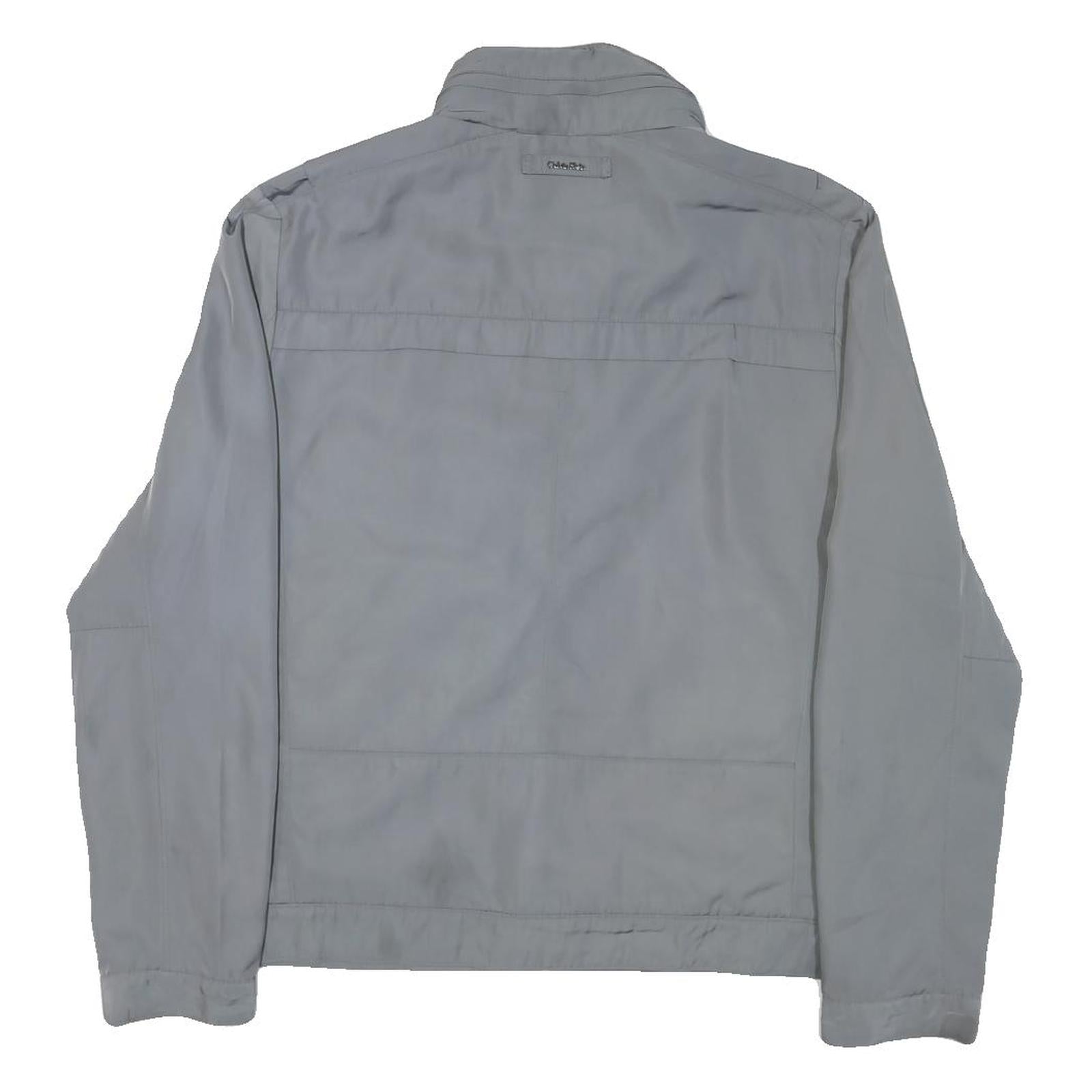 CALVIN KLEIN Mens Grey Nylon Jacket S Plain Zip Casual Lightweight Outerwear