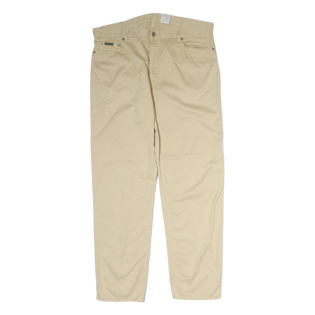 CALVIN KLEIN JEANS Mens Cotton Blend Beige Regular Fit Straight Trousers W38 L30