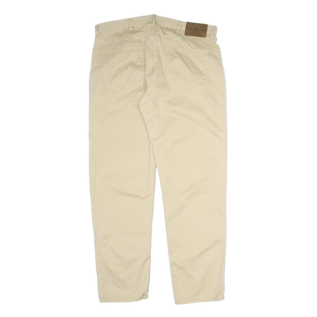 CALVIN KLEIN JEANS Mens Cotton Blend Beige Regular Fit Straight Trousers W38 L30