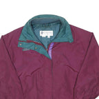 COLUMBIA Womens Burgundy & Green Shell Jacket L Polyester Blend Zip Casual