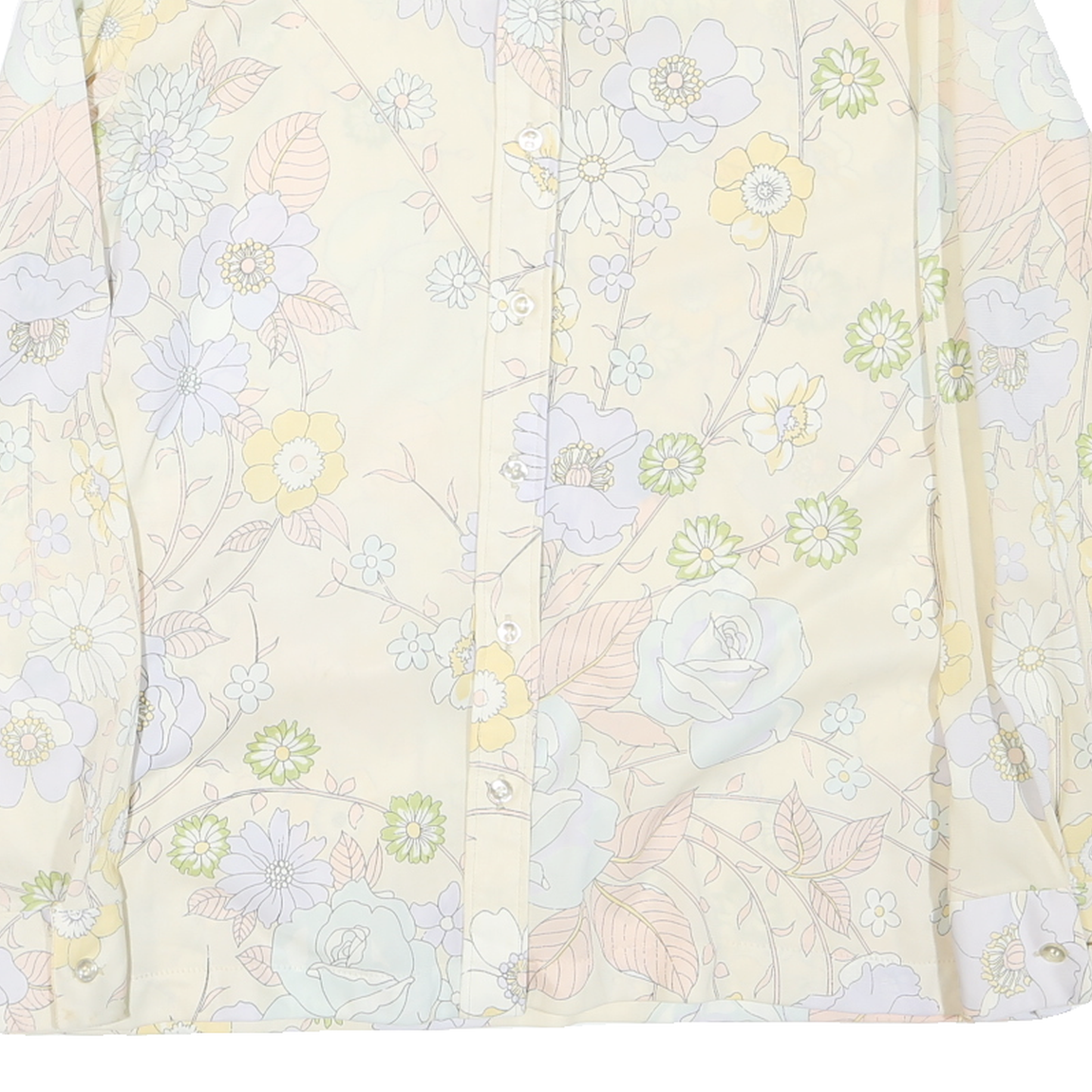 WRANGLER Womens Cream Floral Print Shirt L Lightweight Button-Up Polyester