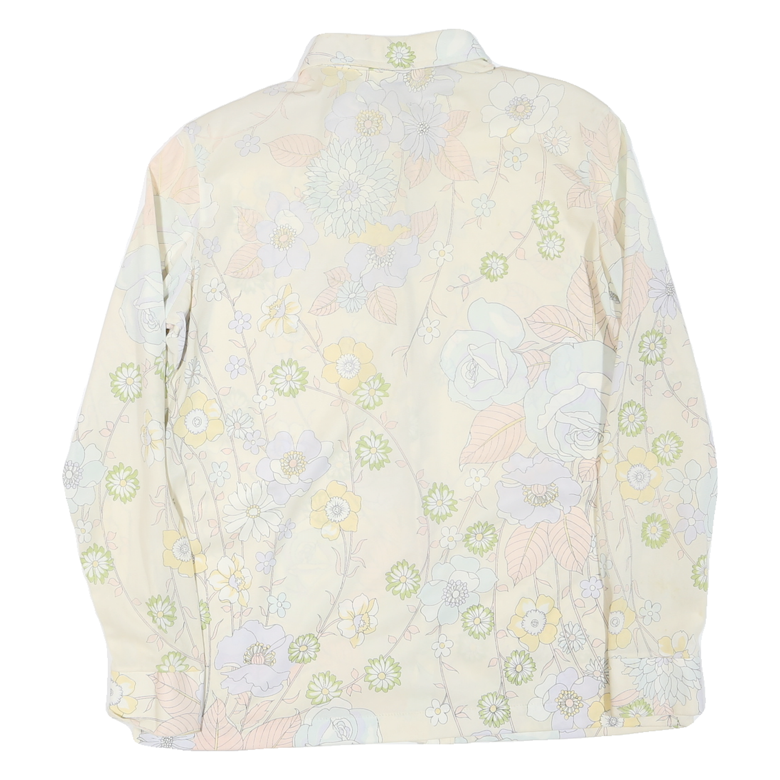 WRANGLER Womens Cream Floral Print Shirt L Lightweight Button-Up Polyester