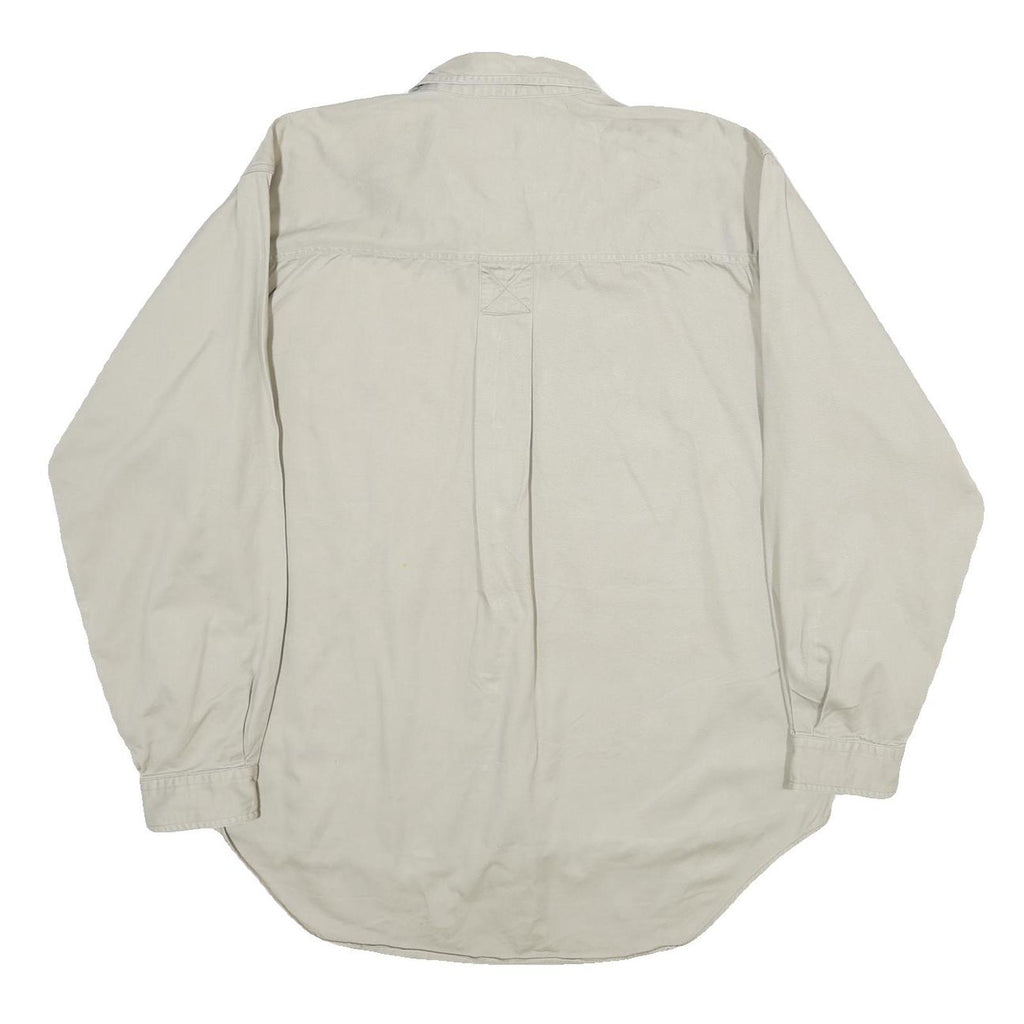 ALEXANDER JULIAN Mens Beige Cotton Shirt L Casual Button Pocket Long Sleeve