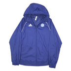 ADIDAS Mens Blue Hooded Lightweight Jacket S Polyester Plain Sportswear Zip