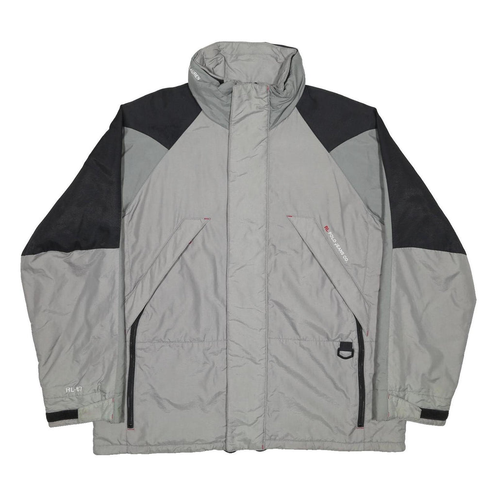 Ralph Lauren Mens Grey & Black Nylon Zip Jacket S Outdoor Plain Lightweight