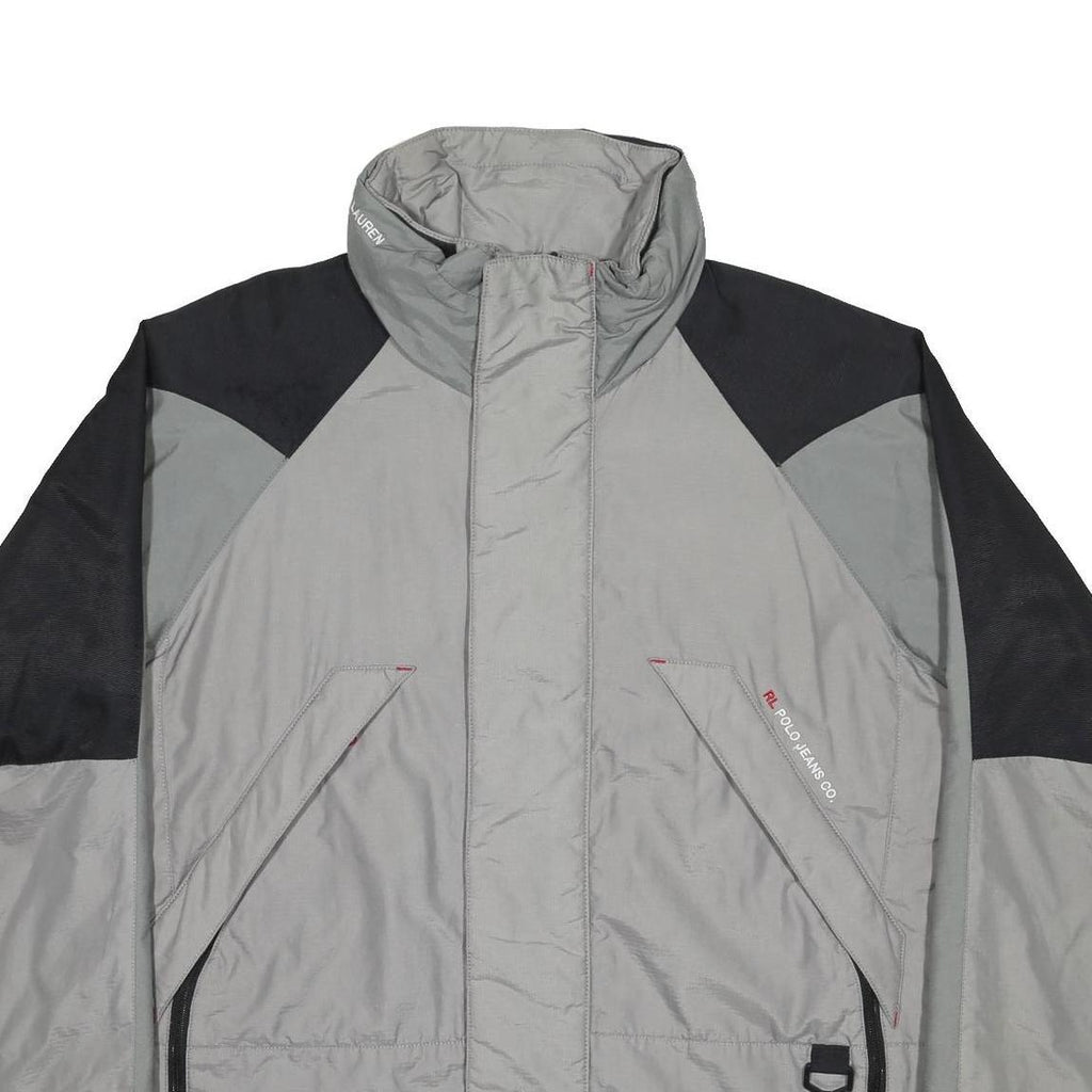 Ralph Lauren Mens Grey & Black Nylon Zip Jacket S Outdoor Plain Lightweight