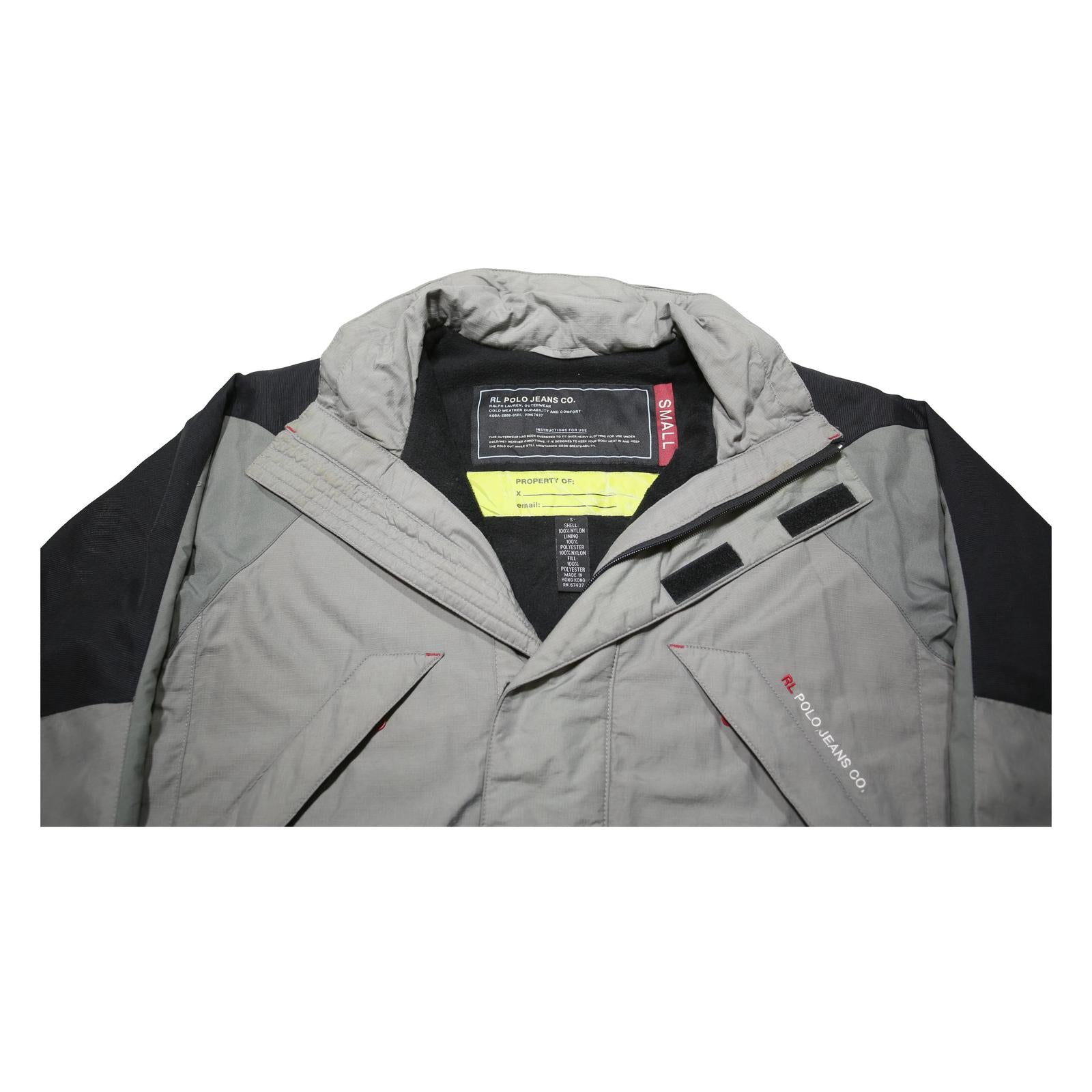 Ralph Lauren Mens Grey & Black Nylon Zip Jacket S Outdoor Plain Lightweight