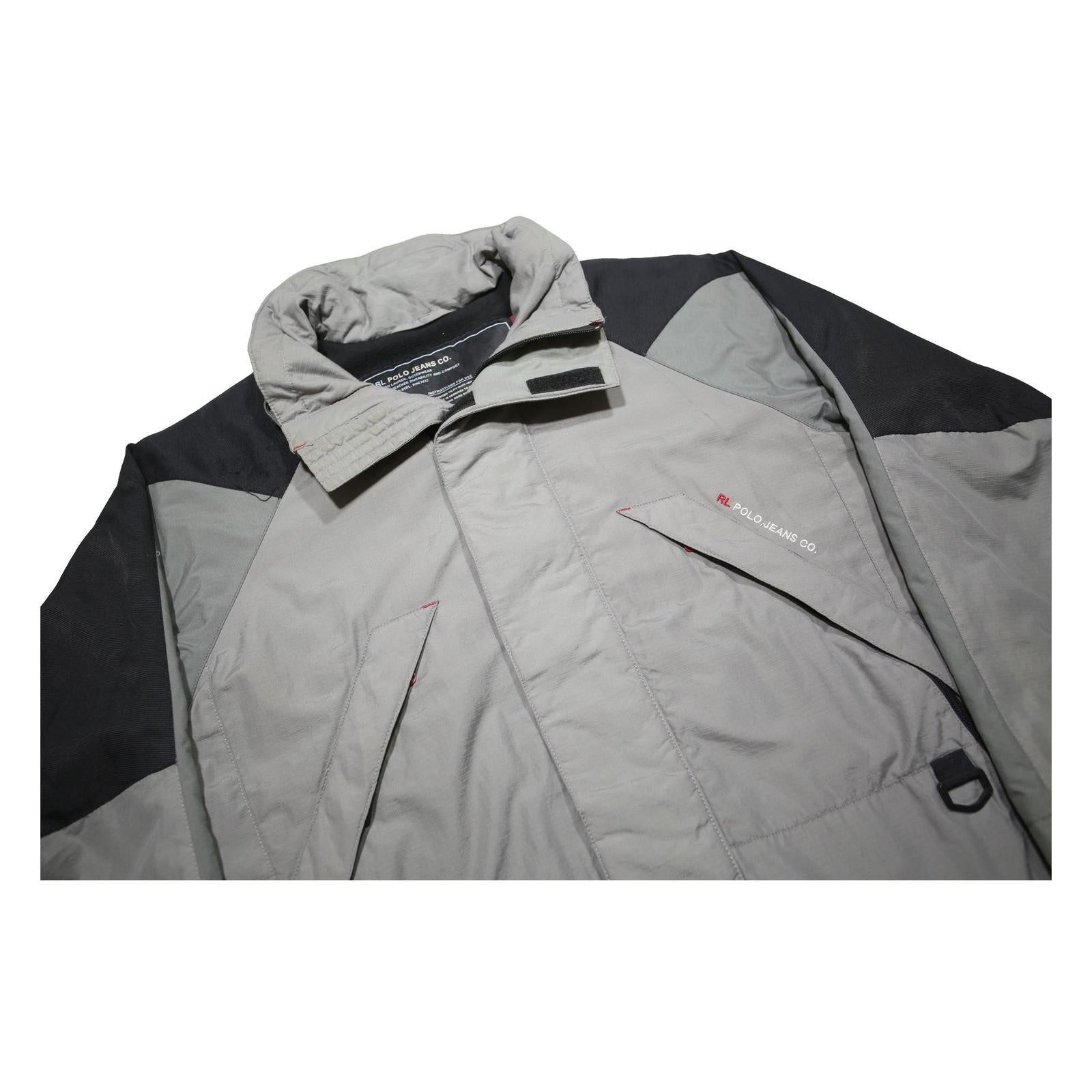 Ralph Lauren Mens Grey & Black Nylon Zip Jacket S Outdoor Plain Lightweight