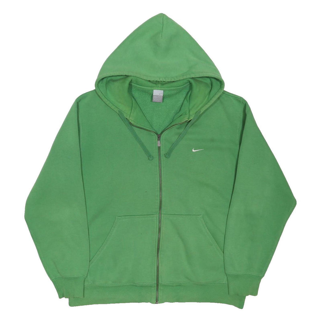 NIKE Mens Green Zip Up Hoodie 2XL Classic Cotton Blend Casualwear