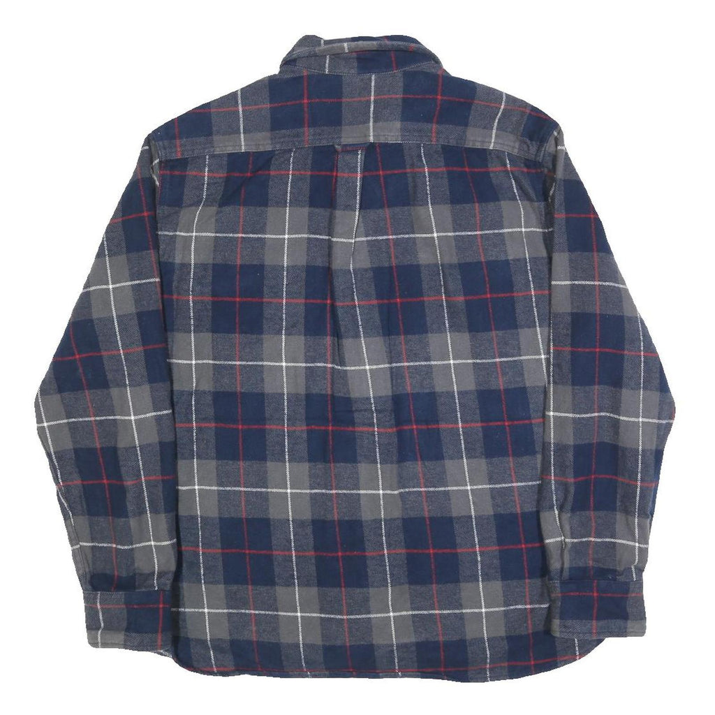 JACHS Mens Blue & Grey Checked Shirt XL Cotton Blend Casual Button-Up