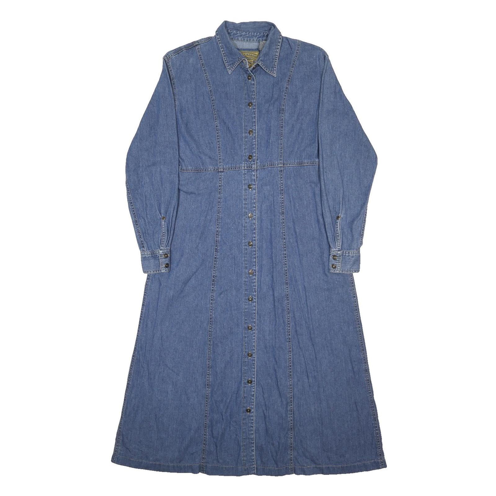 LIZ CLAIBORNE Womens Blue Denim Shirt Dress Cotton Long Sleeve Midi Size M