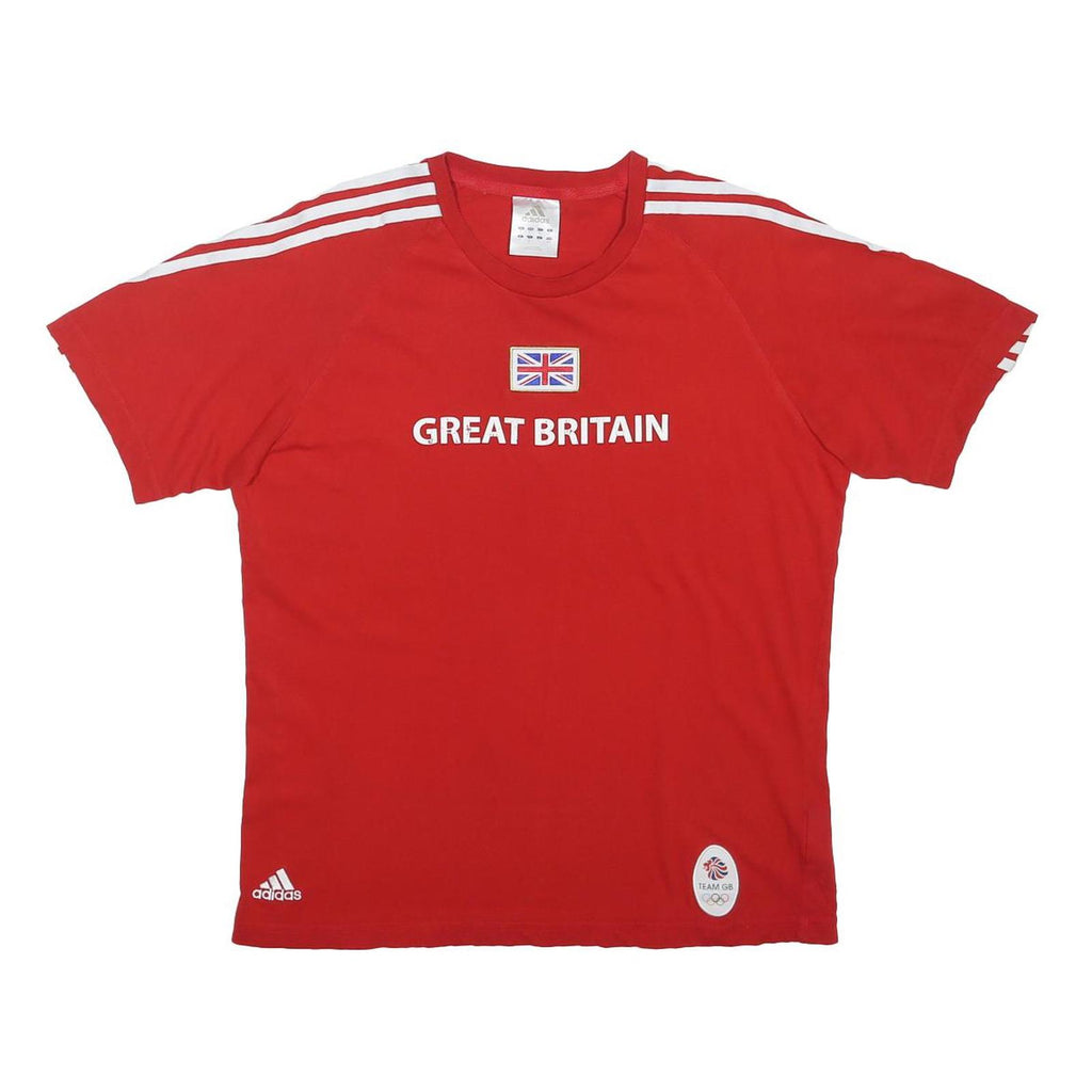 ADIDAS Mens Red & White Great Britain Graphic T-Shirt M Short Sleeve Crew Neck