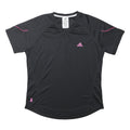 ADIDAS Womens Black & Pink Sports T-Shirt M Short Sleeve V-Neck Athletic