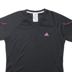 ADIDAS Womens Black & Pink Sports T-Shirt M Short Sleeve V-Neck Athletic
