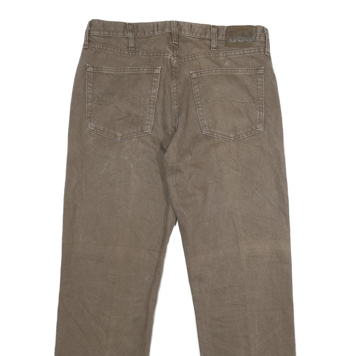 LEE Mens Regular Fit Straight Cotton Jeans Brown W34 L30 Classic Zip Closure