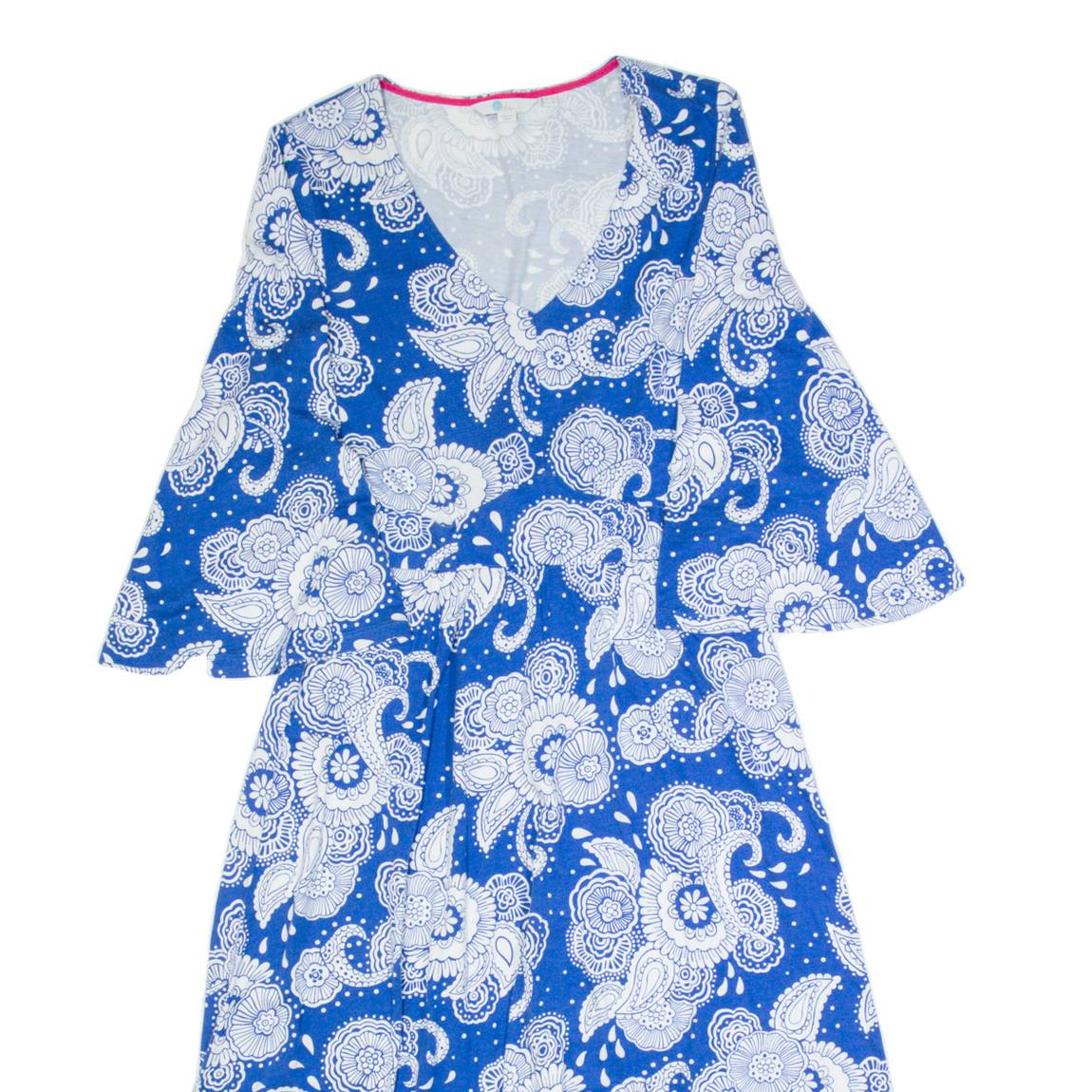 BODEN Womens A-Line Dress Blue Paisley Knee Length UK 12