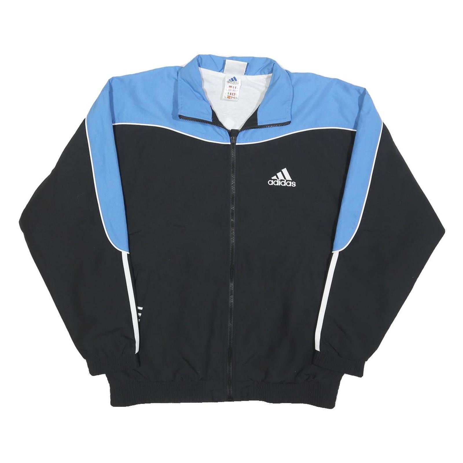 ADIDAS Mens Black & Blue Sports Track Jacket XL Polyester Zip Athletic